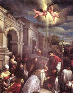 St. Valentine Baptizing St. Lucilia, by Jacopo Bassano (1510-1592)